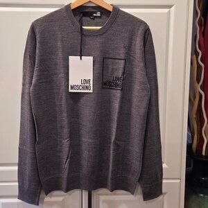 Moschino Intarsia-Knit Logo Virgin Wool Blend Jumper
